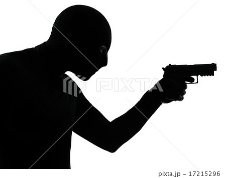 thief criminal terrorist aiming gun man silhouette 17215296