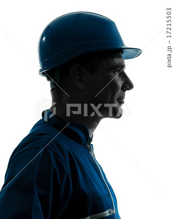 man construction worker profile sideview silhouette portrait 17215503