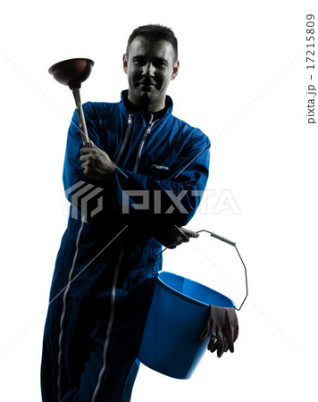 man janitor plumber  silhouette 17215809