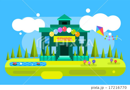 Cute vector cartoon school building illustration background 17216770
