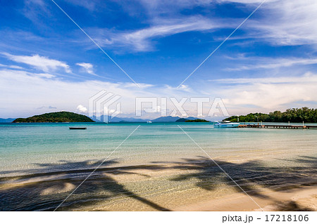 palm shadows on lonely Koh Mak Beach Thailand 17218106