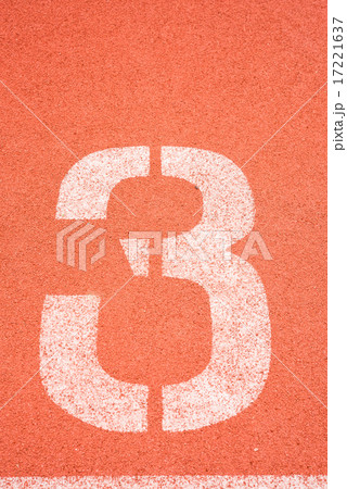 Number three on the start of a running track Number three on the start of a running track 17221637