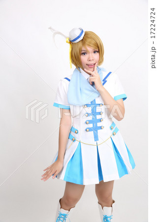Portrait Cosplay dancing girl isolated in white background Portrait Cosplay dancing girl isolated in white background 17224724