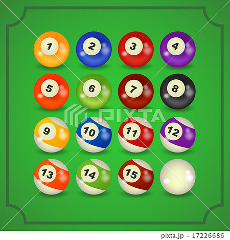 set of billiard balls, billiards, American set of billiard balls, billiards, American 17226686