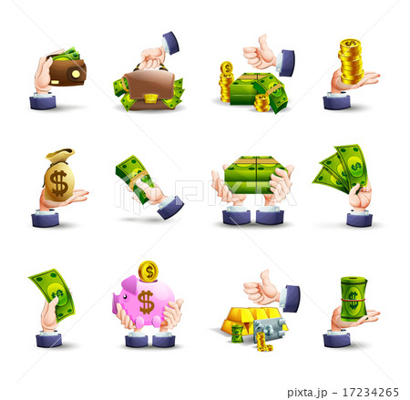 Hands cash payment icons set 17234265