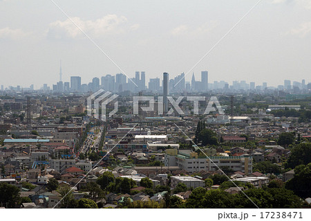 東京都三鷹市大沢付近より新宿方向を空撮 17238471
