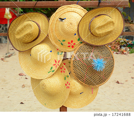 Selling hats on the beach in Myanmar 17241688