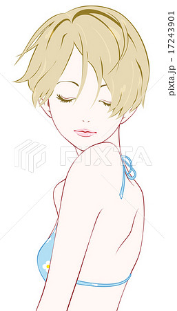 水着女性　目を閉じる 17243901