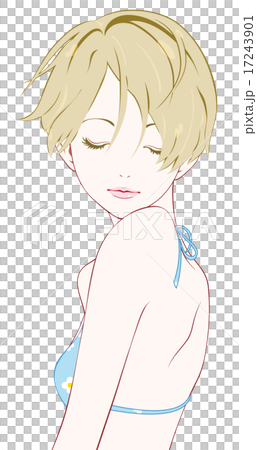 水着女性　目を閉じる 17243901