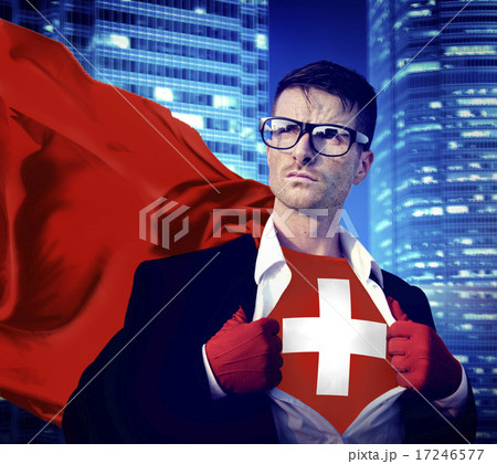 Businessman Superhero Country Switzerland Flag Culture Power Con 17246577