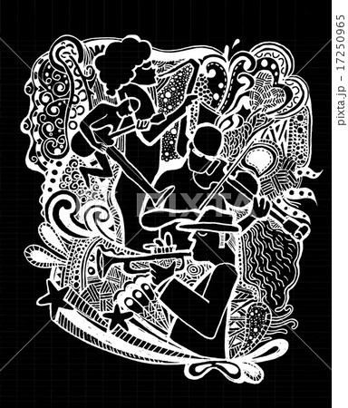 Hand drawing Doodles musicians with ornamental 17250965