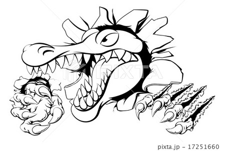 Alligator or crocodile smashing through wall 17251660