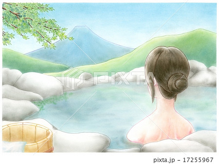日本画 女性と山の風景 A4サイズ 【公式通販】