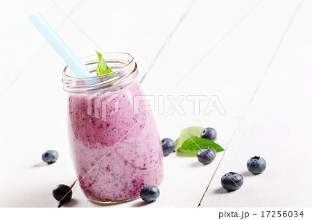 Blueberry shake on white table 17256034
