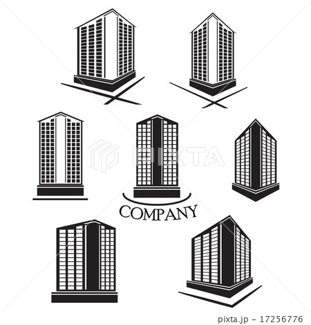 Set Of Company Building Vector Logo And Iconのイラスト素材 Set Of Company Building Vector Logo And Iconのイラスト素材