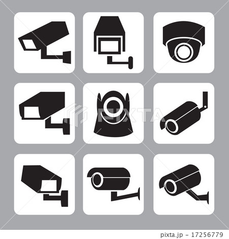 Collection of CCTV and security camera vector icon 17256779