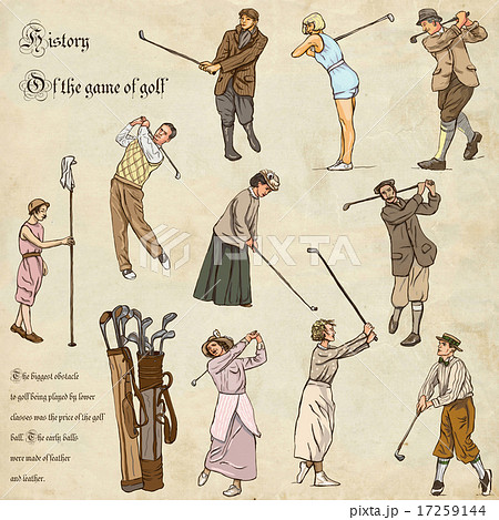 Golf. Hand drawn vintage pack. Freehand sketching. 17259144
