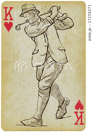 Card - Vintage Golfer, an Man. Freehand drawing. 17259271