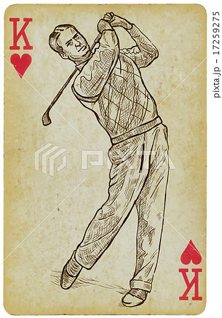 Card - Vintage Golfer, an Man. Freehand drawing. 17259275