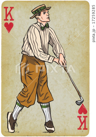 Card - Vintage Golfer, an Man. Freehand drawing. 17259285