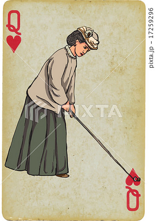 Card - Vintage Golfer, an Woman. Freehand drawing. 17259296
