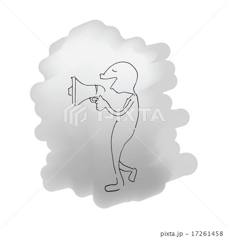 Man with magaphone walking Man with magaphone walking 17261458