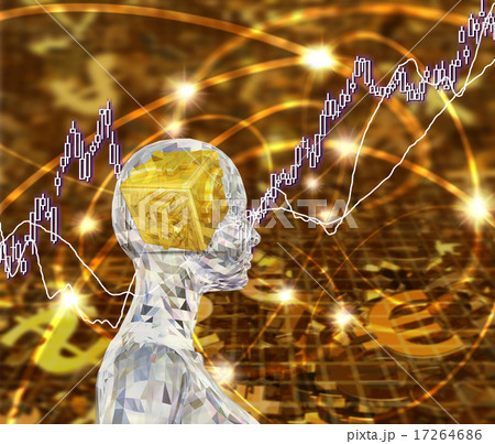日経平均チャートのイメージを見つめる顔 17264686