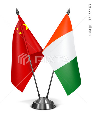 China and Ivory Coast  - Miniature Flags. 17265463