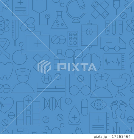 Thin Medical Line Health Blue Seamless Pattern 17265464