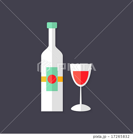Wine Bottle with Glass Christmas Flat Icon Wine Bottle with Glass Christmas Flat Icon 17265832