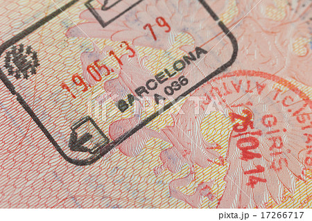 Passport page with border stamps - tourism Passport page with border stamps - tourism 17266717