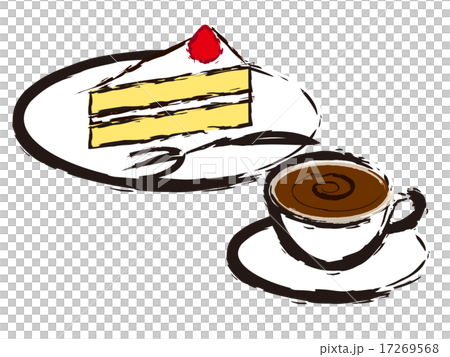 コーヒーとショートケーキのイラスト素材