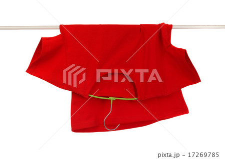 Red t-shirt on hanger. 17269785