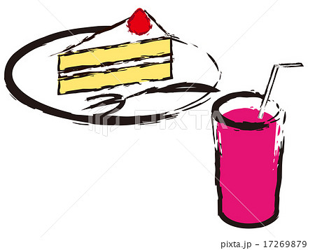 ショートケーキとジュースのイラスト素材