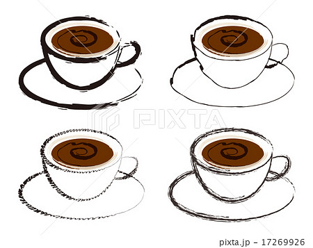 手描き風コーヒーカップ色々のイラスト素材