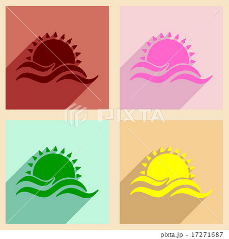 Flat with shadow concept and mobile application sea sunset Flat with shadow concept and mobile application sea sunset 17271687