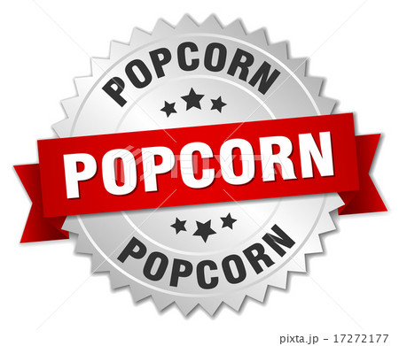 popcorn 3d silver badge with red ribbon 17272177