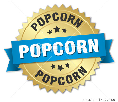 popcorn 3d gold badge with blue ribbon 17272180