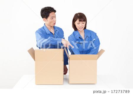 梱包作業をする若い男女 17273789