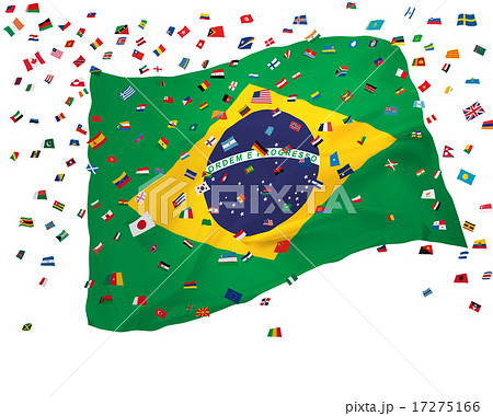 リオオリンピック_ブラジル国旗_世界の国旗の紙吹雪 リオオリンピック_ブラジル国旗_世界の国旗の紙吹雪 17275166