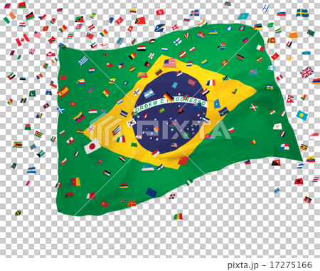 リオオリンピック_ブラジル国旗_世界の国旗の紙吹雪 リオオリンピック_ブラジル国旗_世界の国旗の紙吹雪 17275166