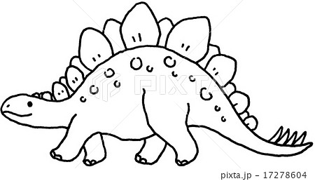 ステゴサウルス モノクロのイラスト素材