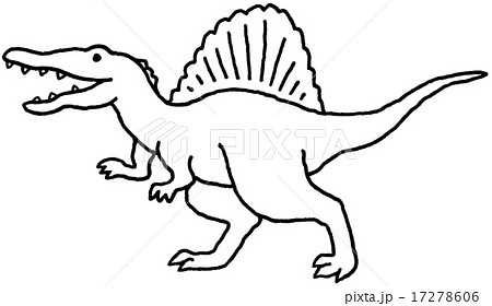 スピノサウルス モノクロのイラスト素材