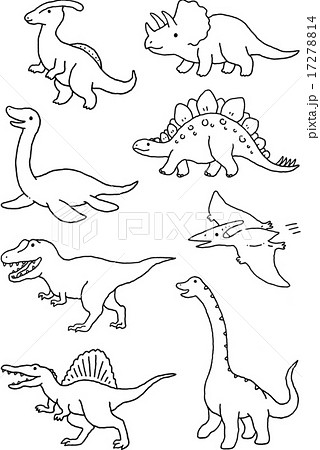 Dinosaur Set Monochrome Stock Illustration