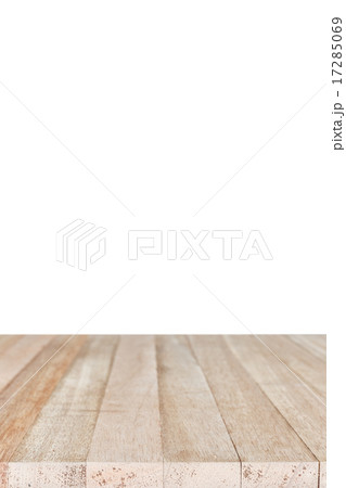 Empty top of wooden table or counter isolated on white backgroun Empty top of wooden table or counter isolated on white backgroun 17285069