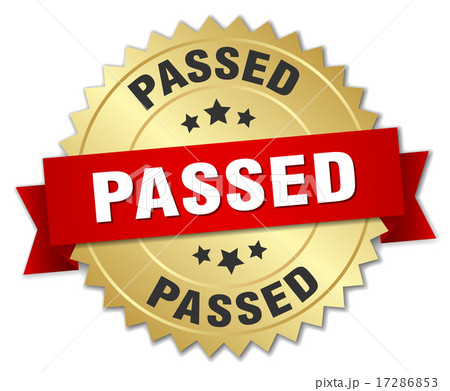 passed 3d gold badge with red ribbon 17286853