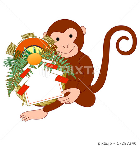 猿のお正月飾り1 フレーム のイラスト素材