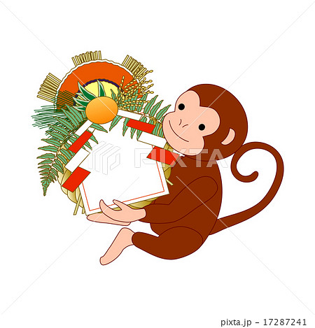 猿のお正月飾り2 フレーム のイラスト素材