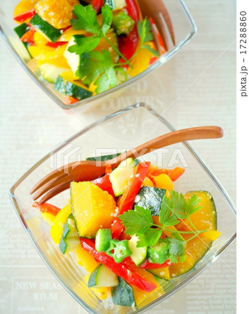 緑黄色野菜の塩麹サラダ　　（縦位置ハイアングル） 17288860