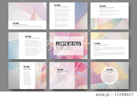 Set of 9 templates for presentation slides. Abstract colored backgrounds, triangle design vectors Set of 9 templates for presentation slides. Abstract colored backgrounds, triangle design vectors 17288927